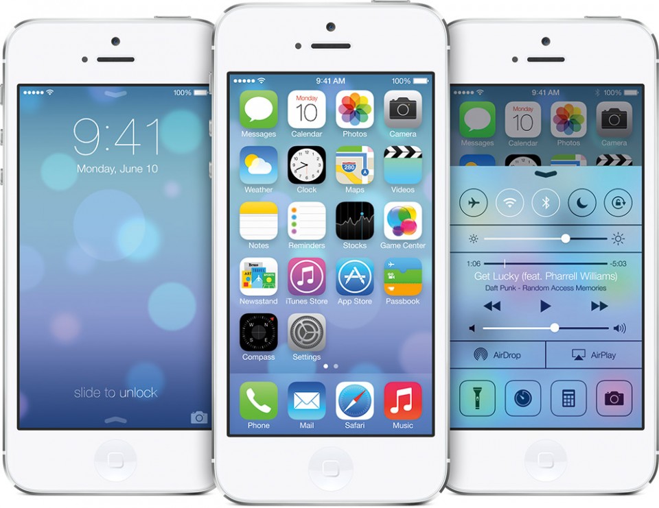 Apple iOS 7 tre skjermer
